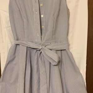 Striped Sleeveless Dress with Belt